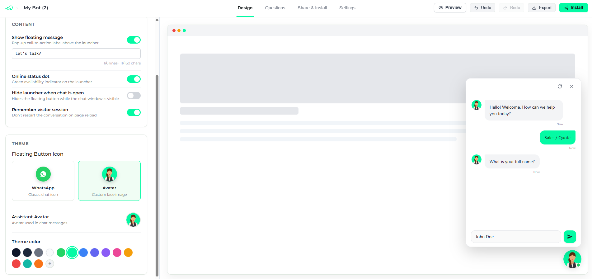Waboti Design Studio Customization Preview